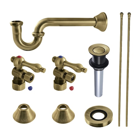 Kingston Brass Plumbing Sink Trim Kit with PTrap and Drain, Antique Brass CC53303VKB30